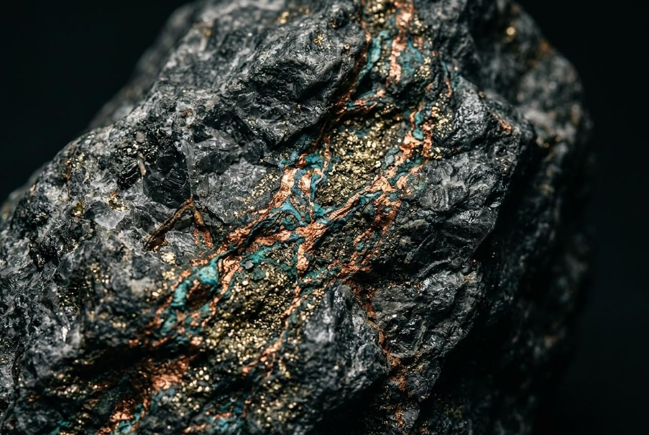 Raw ore with copper veins